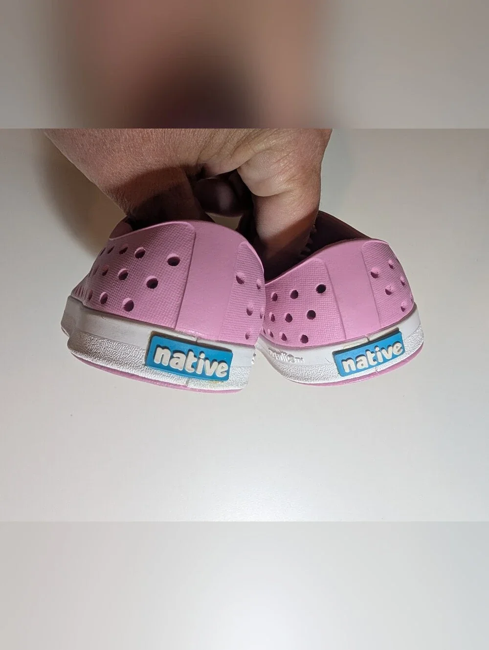 Native Kids Slip-On Water Shoes in Pink with White Toe Cap Child 4